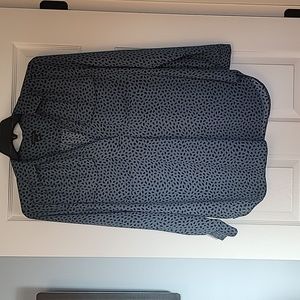 Ann Taylor navy and blue patterned blouse, size L
